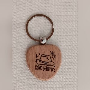 Wooden Keychain with Cowboy Hat Design